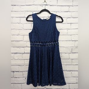Iris Navy Blue Floral Mini Dress Junior's Size XL